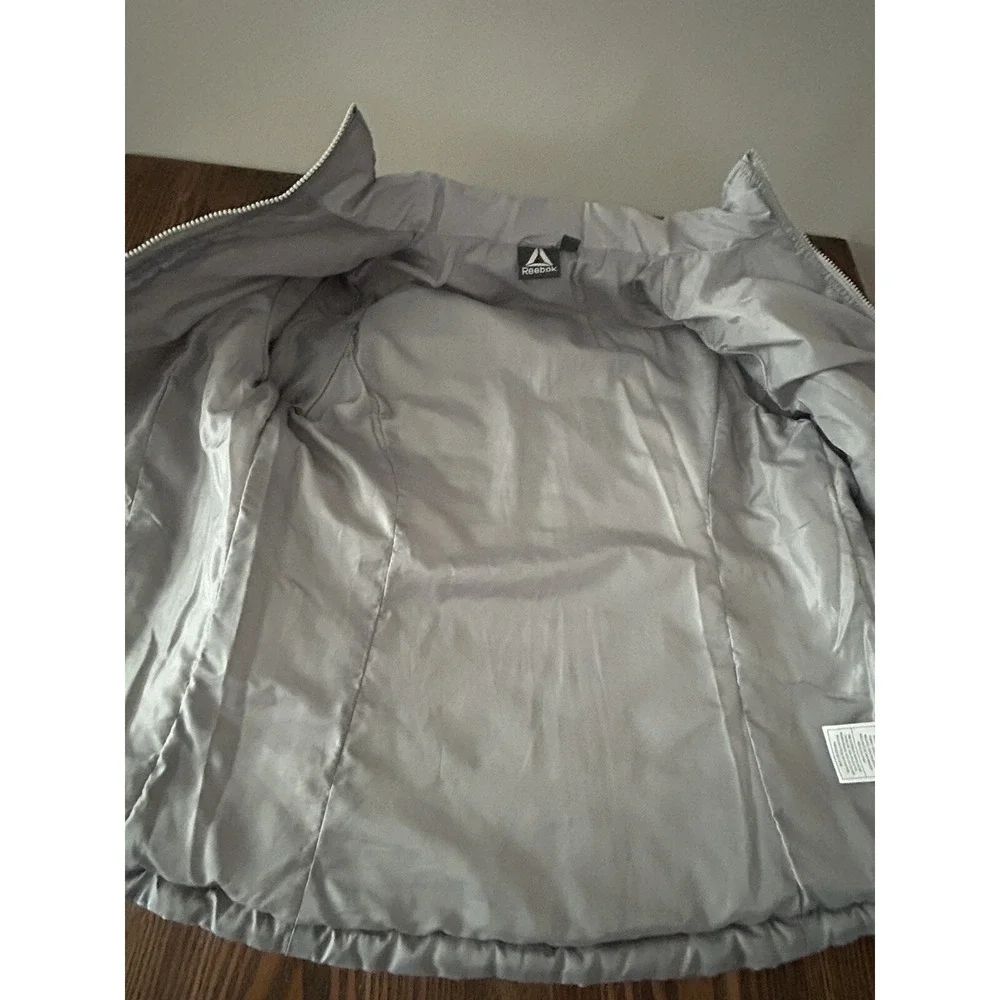 Reebok Kids Unisex XL 18 Gray Puffer Jacket‎ Full Zip Mock Neck Coat Outerwear